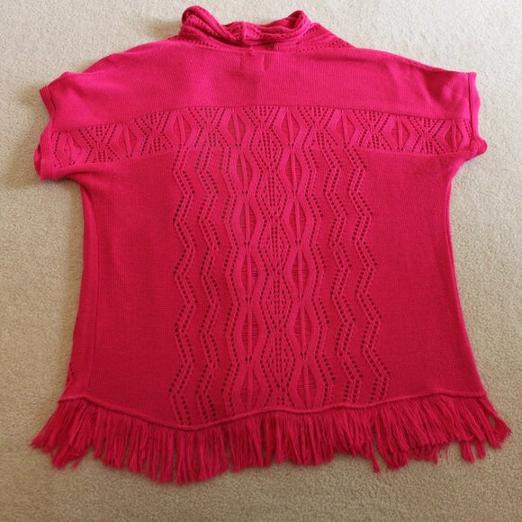 Bohemian Bright Rose-pink crocheted Ruby Rd. open front short-sleeve car… - Picture 11 of 12